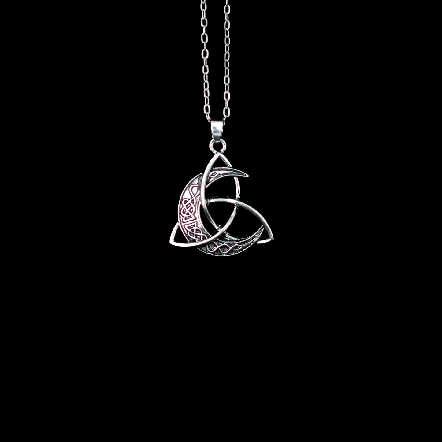 Stainless Triquetra and Moon Pendant Necklace