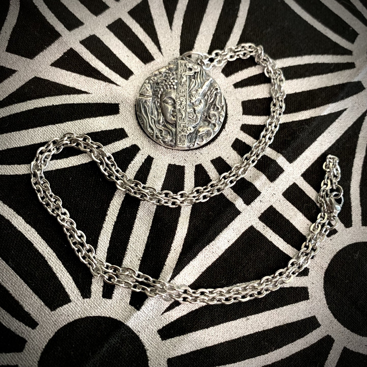 Stainless Buddah/Demon-Devil Necklace (24" chain)