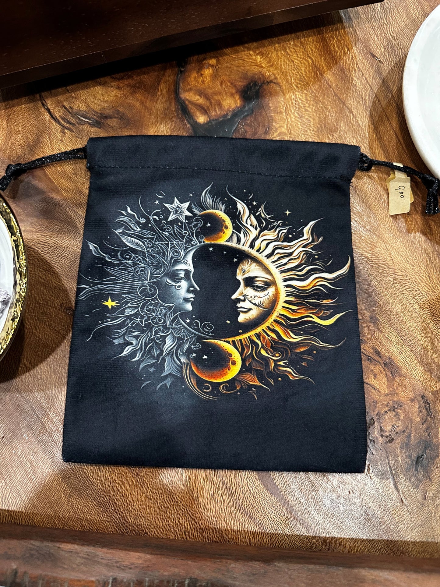 Sun & Moon Velvet Tarot & Crystal bag
