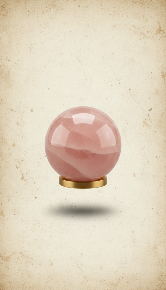 Polished Rose Quartz Sphere on Gold Stand