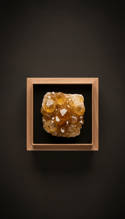 Citrine Cluster in Walnut Presentation Box