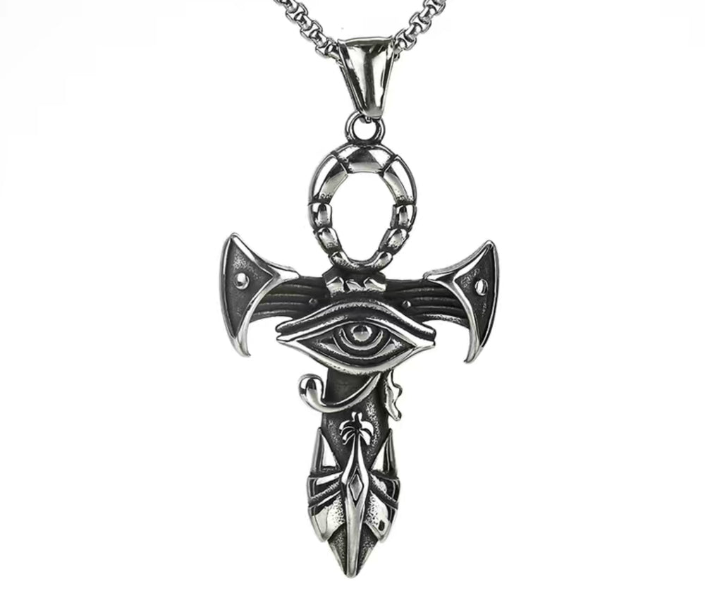 Silver Stainless Small Eye of Horus Pendant Necklace