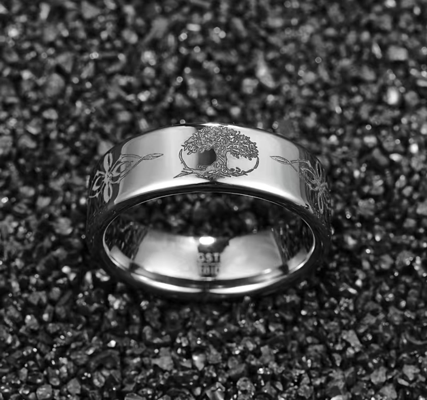 Stainless Hope Tree & Celtic Knot Ring