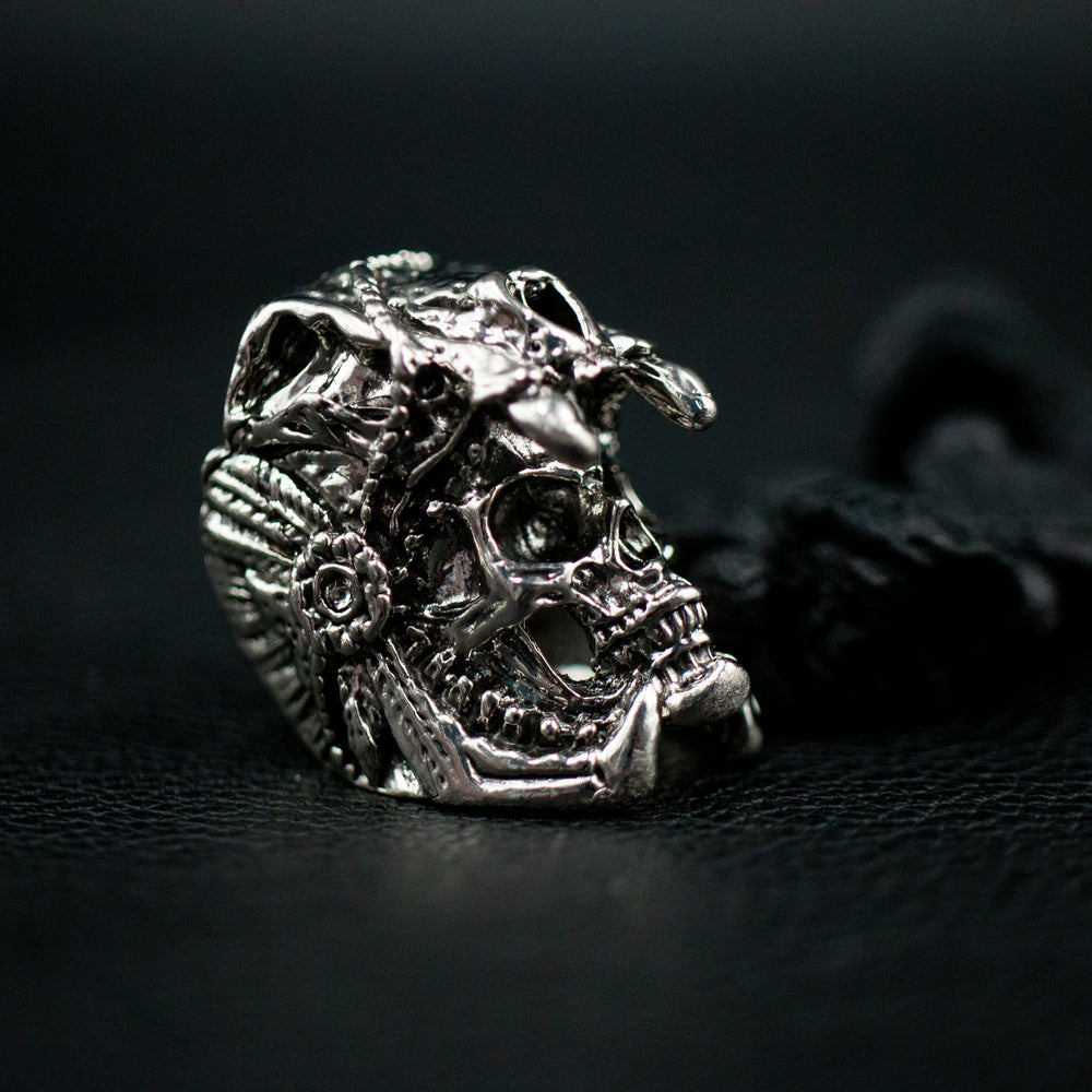 Stainless Gothic Steam Punk Skull Ring Silver