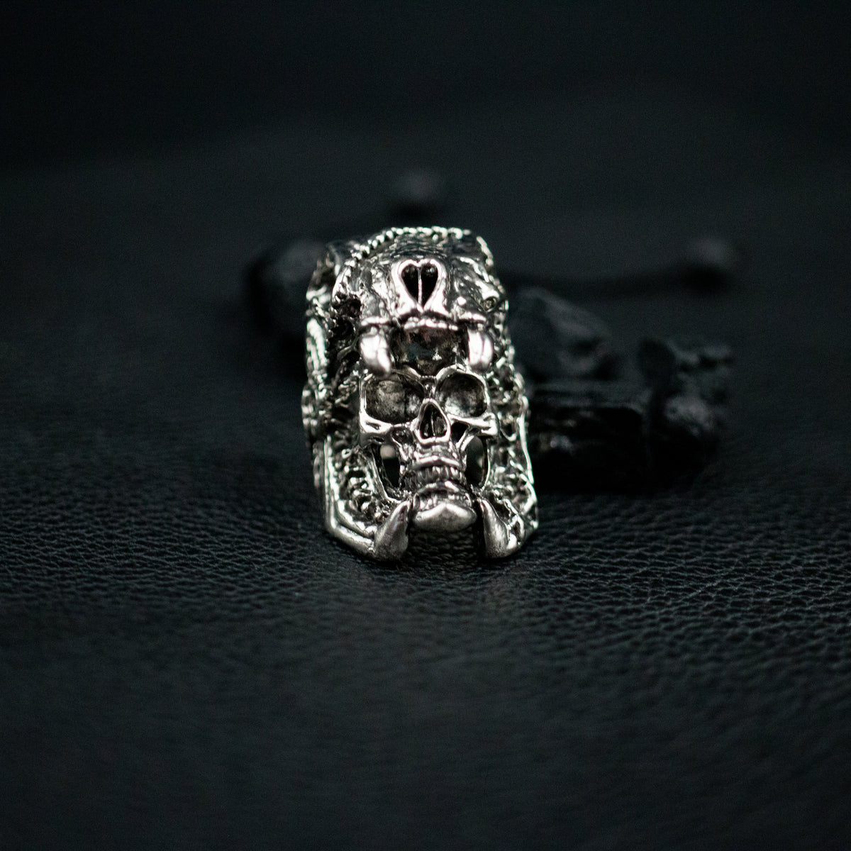 Stainless Gothic Steam Punk Skull Ring Silver