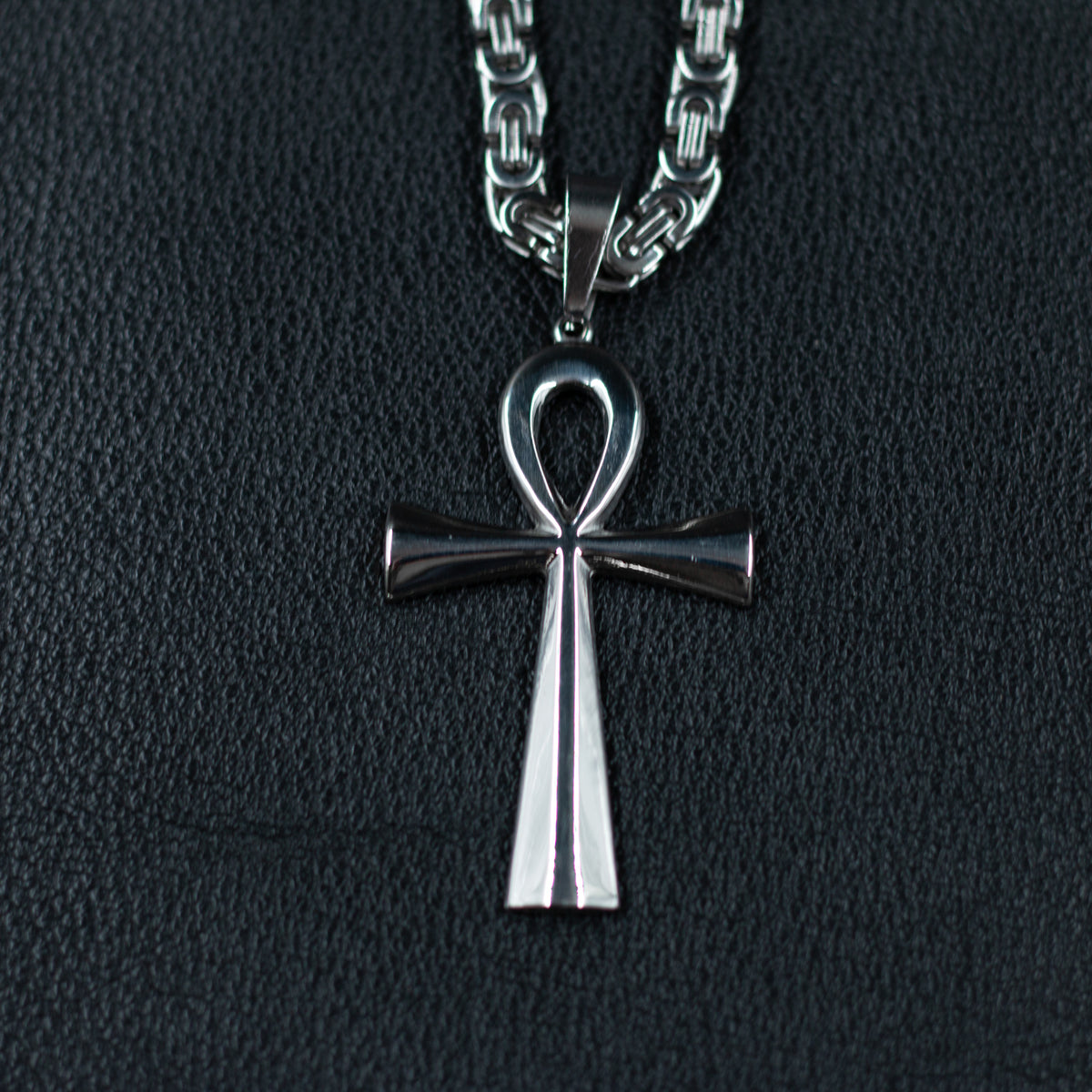Stainless Large Ankh Pendant Byzantine Necklace