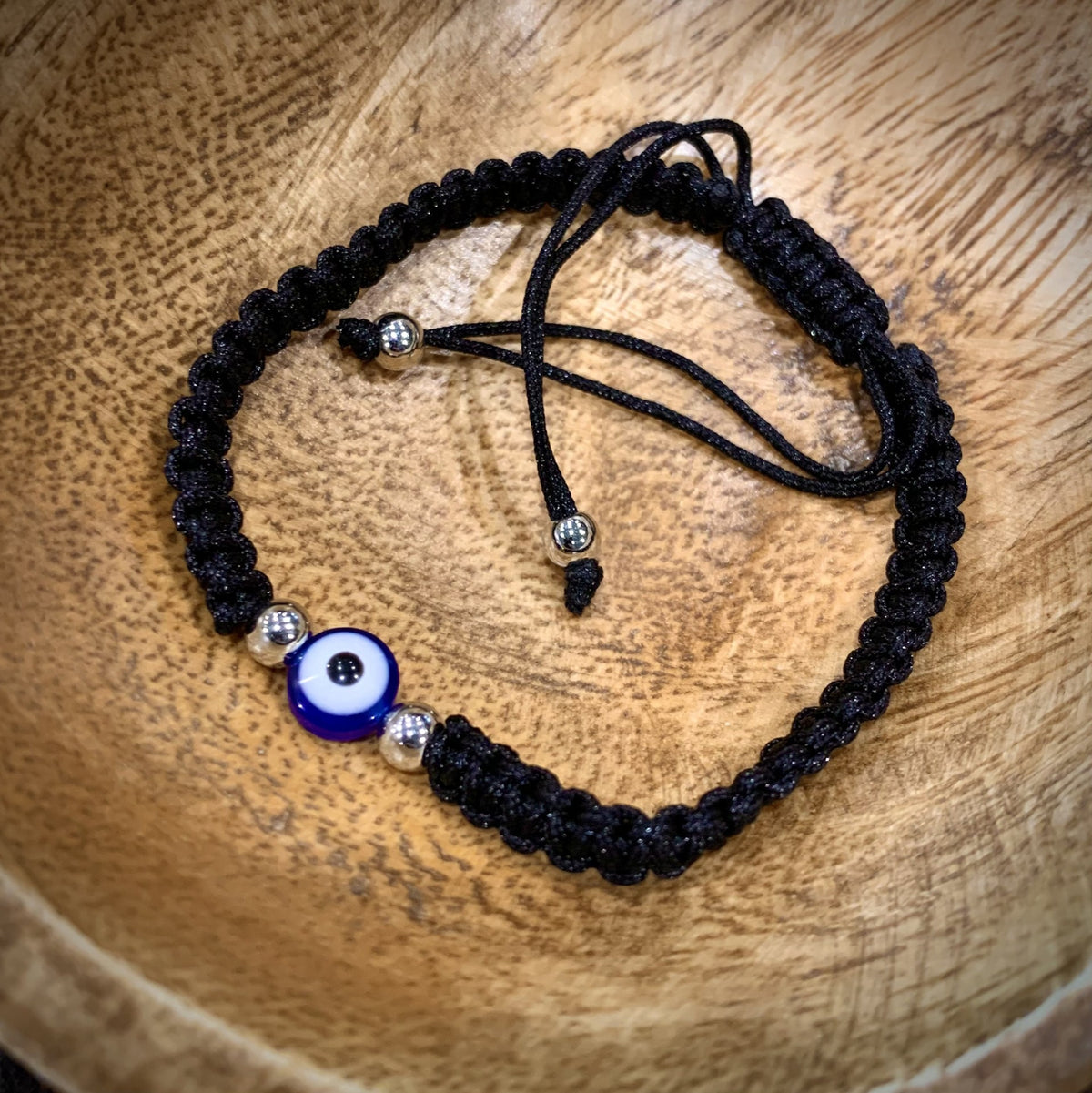 Evil Eye Bracelet (Black/Braided & Adjustable)