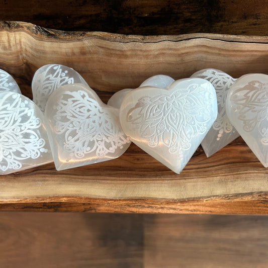 Selenite Heart Shaped Palm Stone