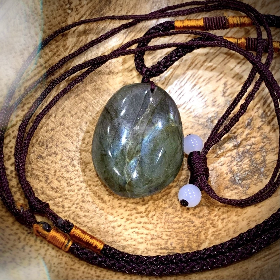 Labradorite Pendant Woven/Corded Necklace