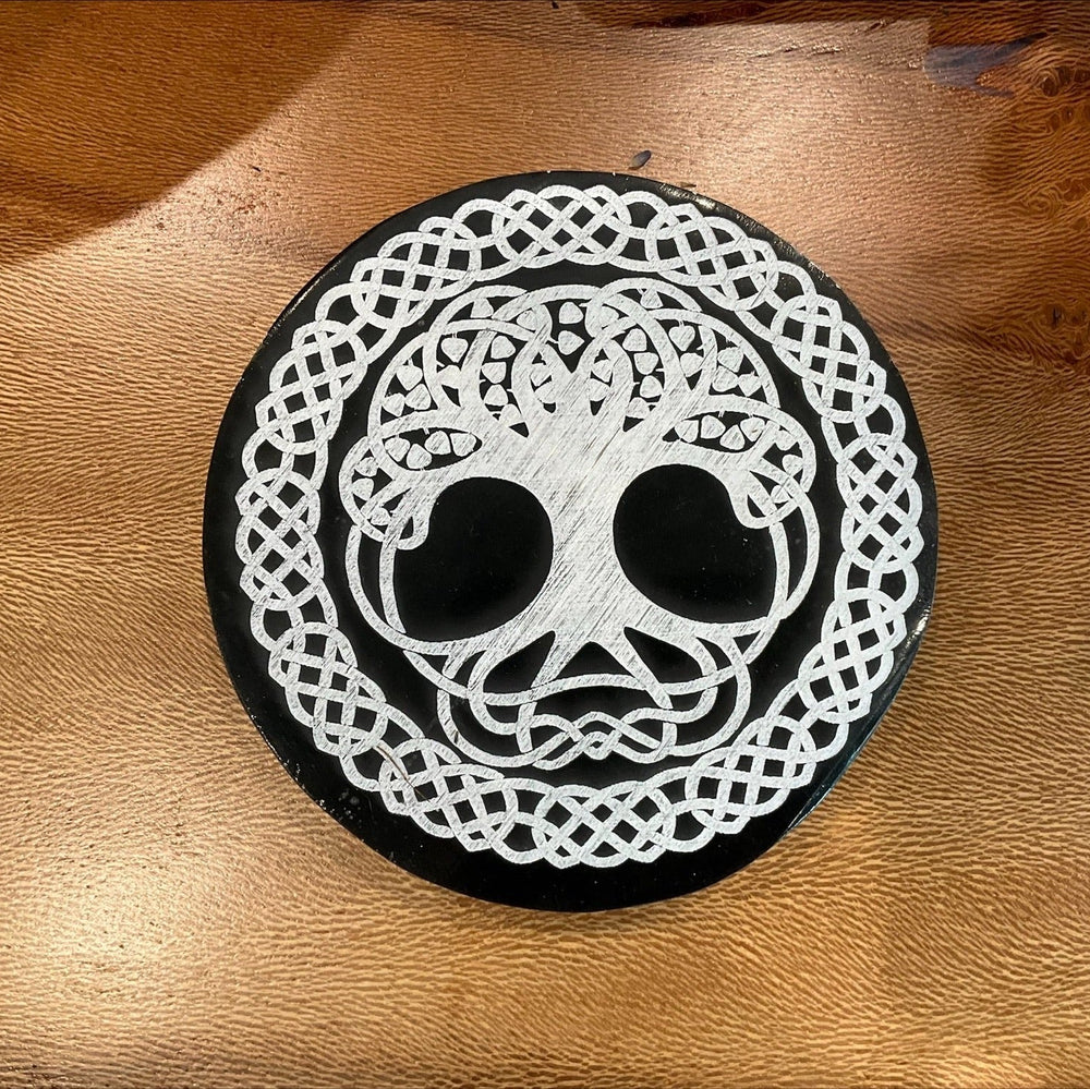 Selenite Charging Plate (Black Celtic Tree)