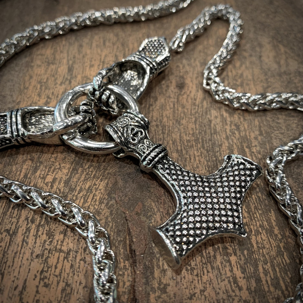 Thor Hammer & Gauntlets - Byzantine Necklace (Large/Stainless)