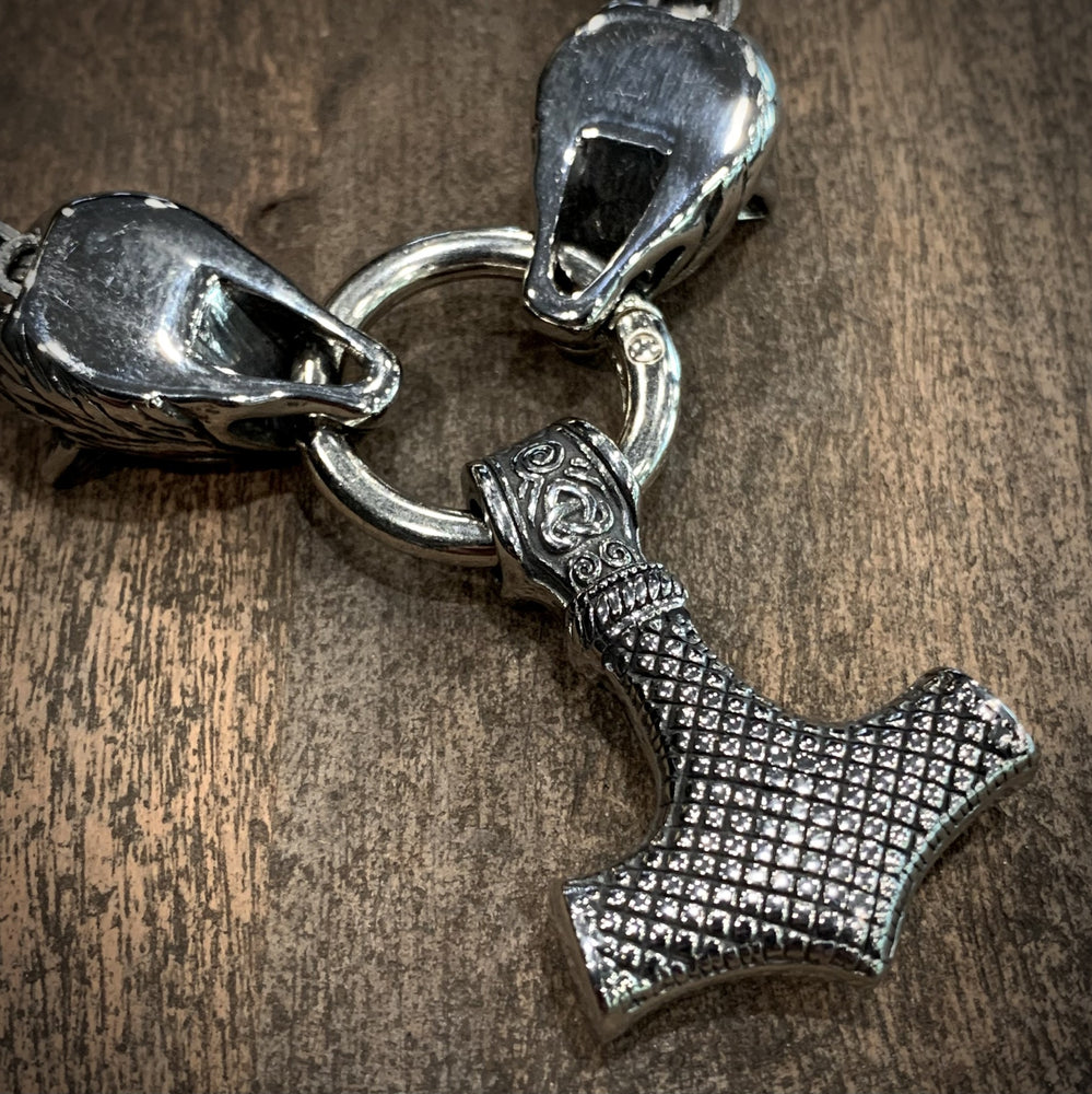 
                  
                    Thor Hammer & Wolves - Byzantine Necklace (Large/Stainless)
                  
                